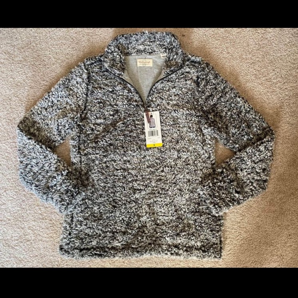 New womens sherpa pullover small gray quarter zip